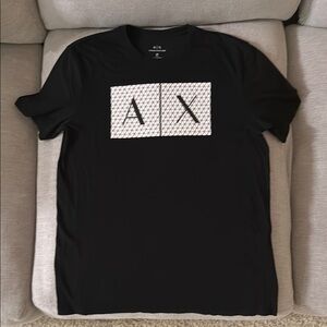 Armani Exchange Black Short Sleeve Tee with Bold Logo